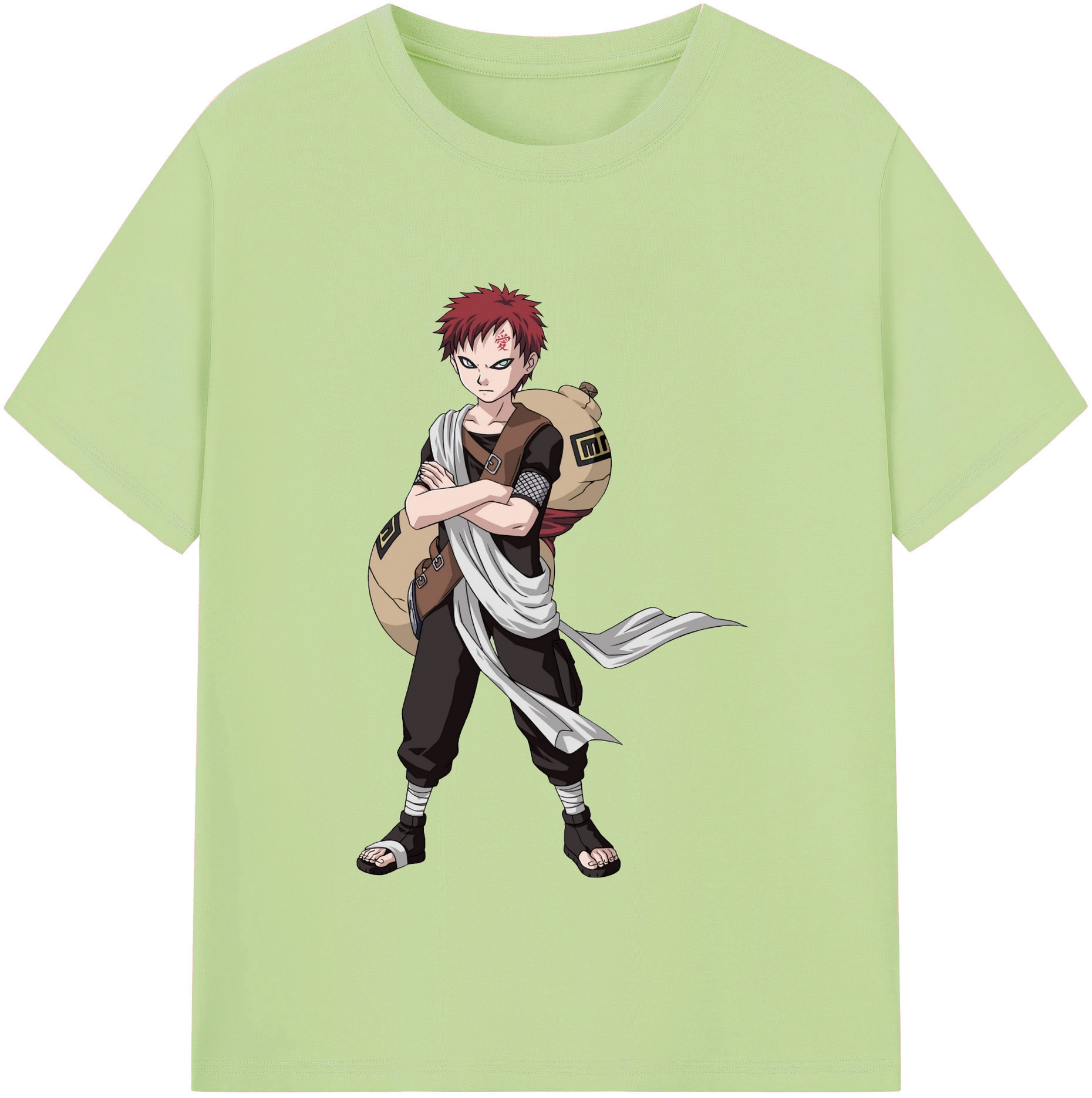 （画像用） NARUTO -ナルト- ガアラ Gaara 綿100％半袖Tシャツ（フロントプリント）
